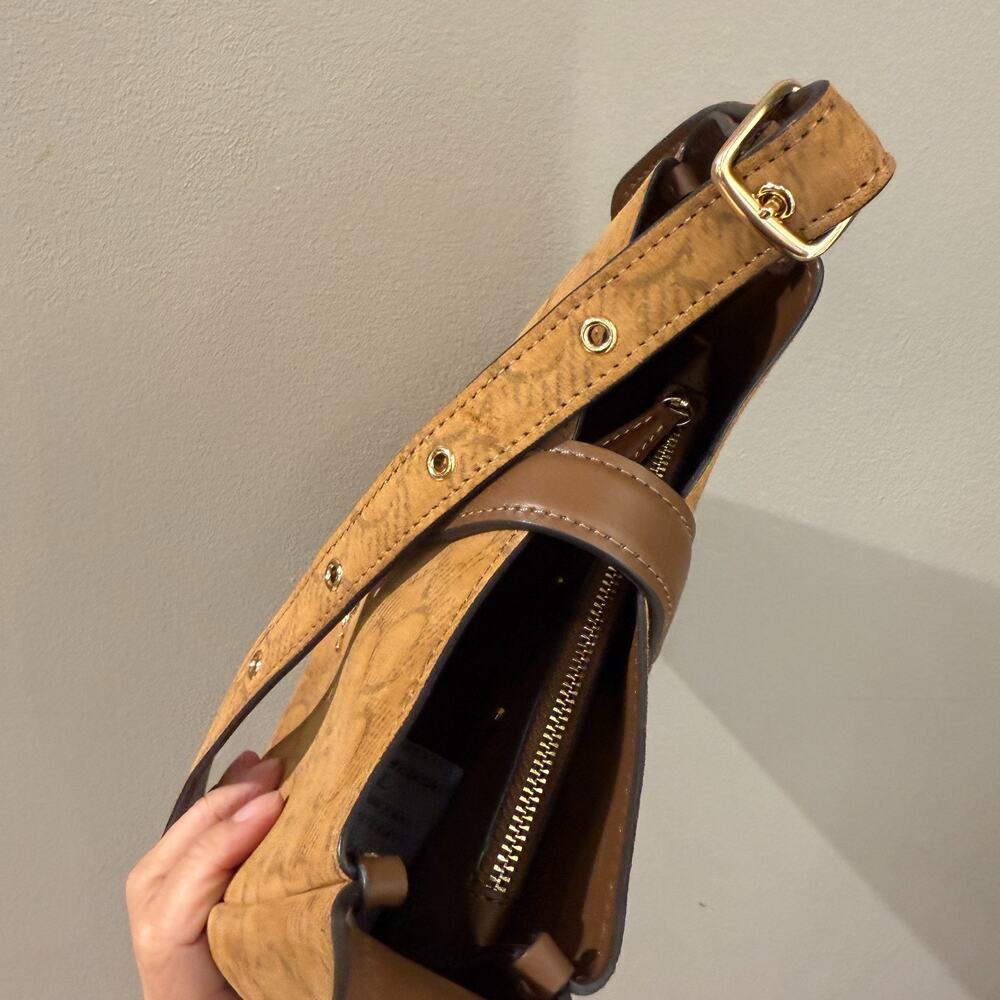 Coach Hadley Mini Crossbody Bag In Signature Suede CCE16, suede/Im/Caramel NWT - Picture 9 of 15